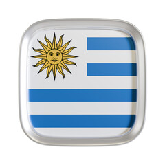 Fototapeta premium Uruguay flag 3d square icon.