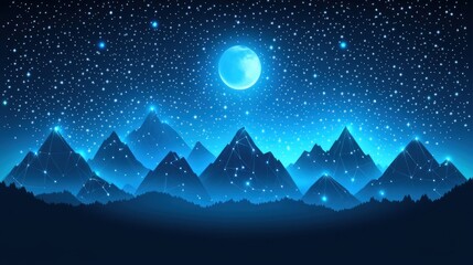 Fototapeta premium Starry Night Mountainscape