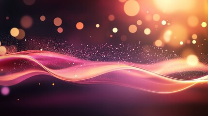 Obraz premium Abstract glowing waves accompanied by sparkling lights, pink tones, and a dreamy atmosphere, perfect for creative and serene themes.