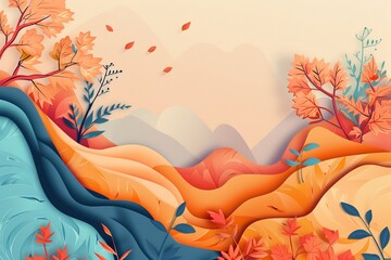vector paper style background for fall season celebration
