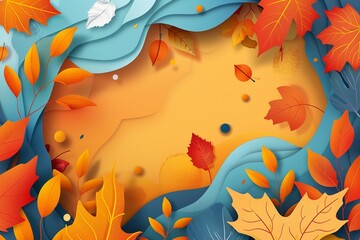 vector paper style background for fall season celebration