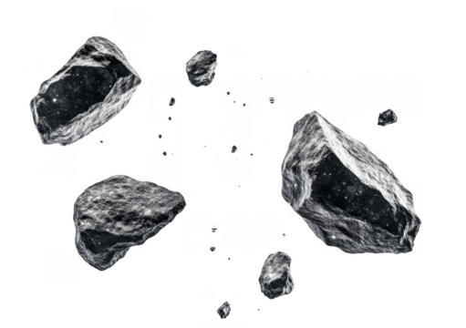 Floating Ice Cubes on Black Background