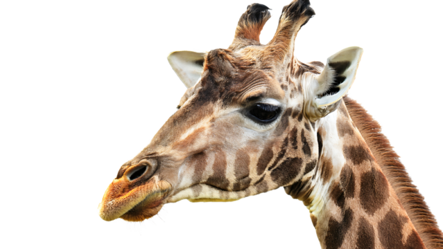 Majestic Giraffe Portrait against white Background Wildlife Animal African Safari Nature Photography