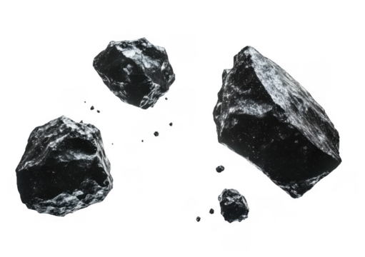Floating Ice Chunks on Black Background