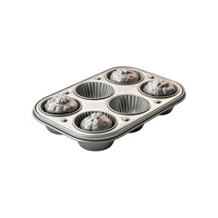 Partially Baked Muffins in a Silver Muffin Tin
