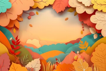 vector paper style background for fall season celebration
