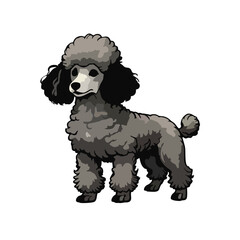 Cute Poodle Logo Simple Outline Cartoon Vector Illustration