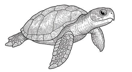 Fototapeta premium Intricate Linework: A Serene Sea Turtle Drawing