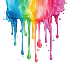 Rainbow Paint Drips - Vibrant Abstract Art