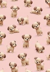 Fototapeta premium Puppy Paradise: Pastel Dreams AI Generated