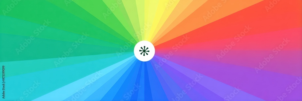 Poster Vibrant Rainbow Color Radial Gradient With a Minimal Sale Icon in the Center, Creating an Eye-Catching Visual Effect for a Promotional Theme