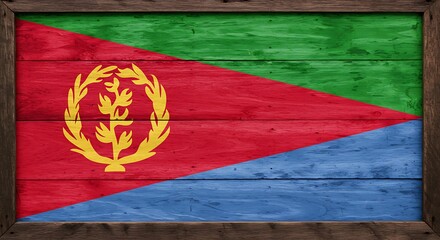 Eritrean Flag Rustic Woodgrain