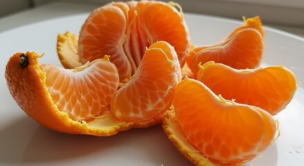 Peeled Mandarin Segments on a Plate: A Close-Up Shot