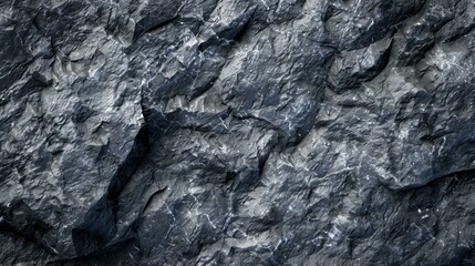 Dark Grey Rough Textured Stone Background, Close-Up View of a Rocky Surface