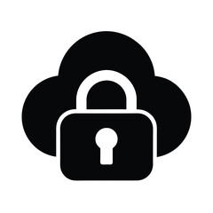 cloud security lock icon vector illustration
