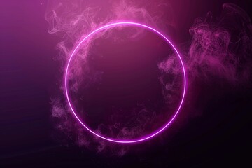 vector purple circle in cloud of smoke on black background vector realistic illustration of round frame shimmering