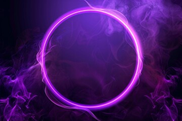 vector purple circle in cloud of smoke on black background vector realistic illustration of round frame shimmering