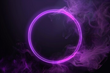 vector purple circle in cloud of smoke on black background vector realistic illustration of round frame shimmering