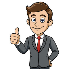 Successful businessman giving a thumbs up on white background