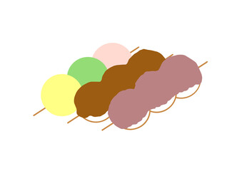 3色団子とみたらし団子と餡子の団子