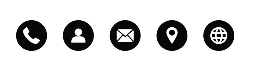 Business icon set for company ,Name, phone, mobile, place, location, mail, website and message icon set, black and white icon vector business card all icon  