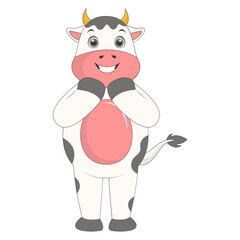 Cute Baby Cow Character. Vector Cartoon Illustration.