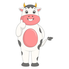 Cute Baby Cow Character. Vector Cartoon Illustration.