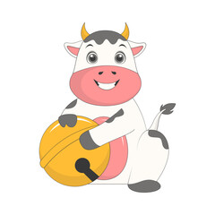 Cute Baby Cow Character. Vector Cartoon Illustration.