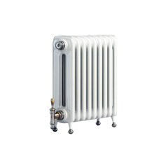 Fototapeta premium Elegant White Cast Iron Radiator with Vintage Style Tap