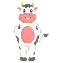 Cute Baby Cow Character. Vector Cartoon Illustration.