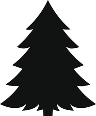 Fototapeta premium Vector 3D Rendered Silhouette of a Pine Tree with Detailed Evergreen Coniferous Forest Elements in Minimalist Black and White Design