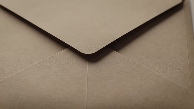 Close-up of a folded, light brown envelope