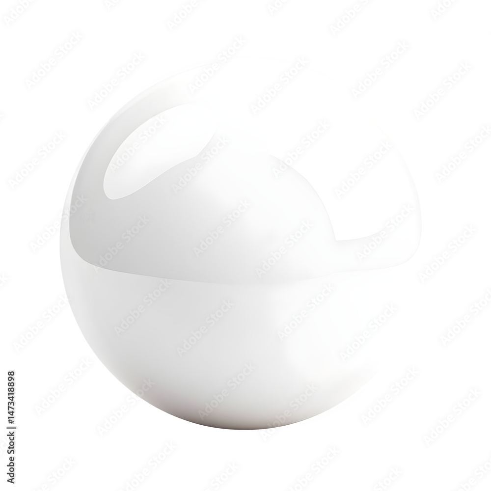 Poster pristine white sphere with subtle reflections on transparent background ideal for minimalist designs