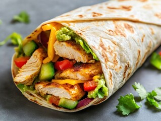 Scrumptious Chicken Wrap with Avocado and Vegetables