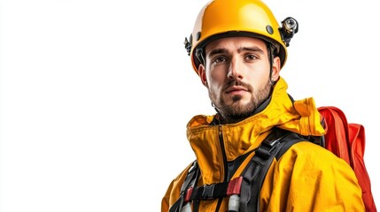 Fototapeta premium Search and rescue officer isolated on white background