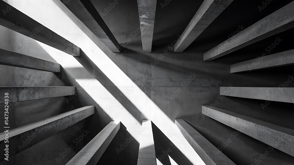 Poster abstract concrete architecture with sunlight and shadow play