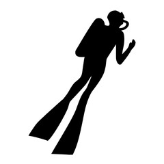 silhouette of a diver and a person diving