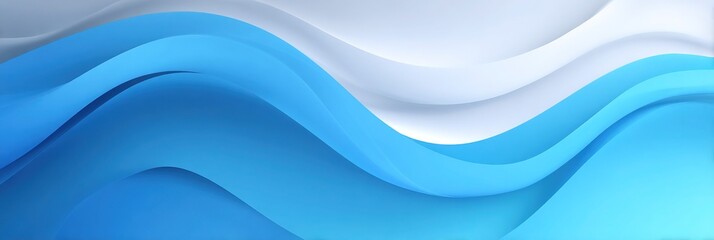 Modern corporate abstract wave pattern, gradient blue and white tones, smooth 3D rendering design, suitable for website header background, futuristic digital background for business presentation,
