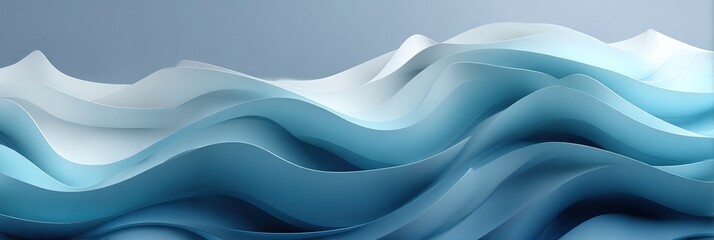 Modern corporate abstract wave pattern, gradient blue and white tones, smooth 3D rendering design, suitable for website header background, futuristic digital background for business presentation,
