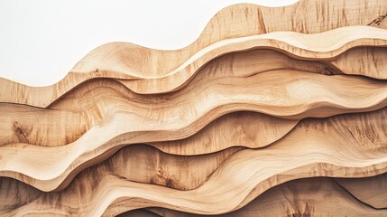 Textured Wooden Irregular Partitions on White Background: Creating a Picturesque Landscape. Artistic and Natural Design Elements.