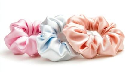 Silk hair scrunchie isolated on white background