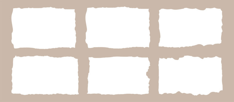 Set of torn paper sheets. Ripped paper strips collection. Torn notebook page or scrap note with damaged border. Sticky newspaper clip art.