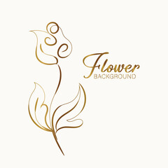 Elegant Golden Floral Background Design with Lush Blooms and Delicate Leaves