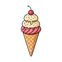 Ice cream cone design dessert icon Strawberry Ice Cream Cone Flat Design Dessert Icon
Colorful flat style vector cone ice cream.
