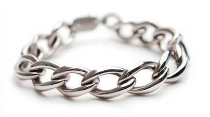Obraz premium Silver bracelet isolated on white background