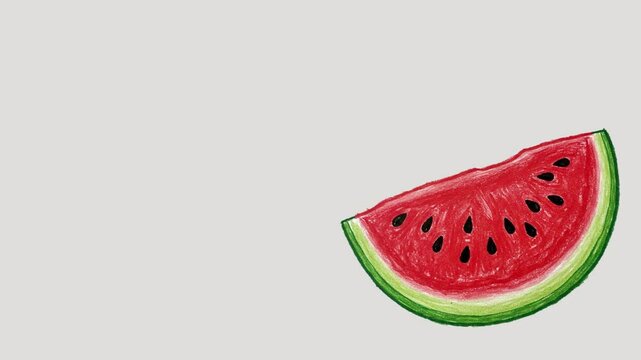 animation slice of watermelon crayon kid drawing illustration	
