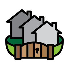 Gated Community Vector Filled Icon Design