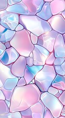 A seamless pattern of iridescent, pastel-colored, irregular shapes resembling gemstones, creating an abstract and textured background