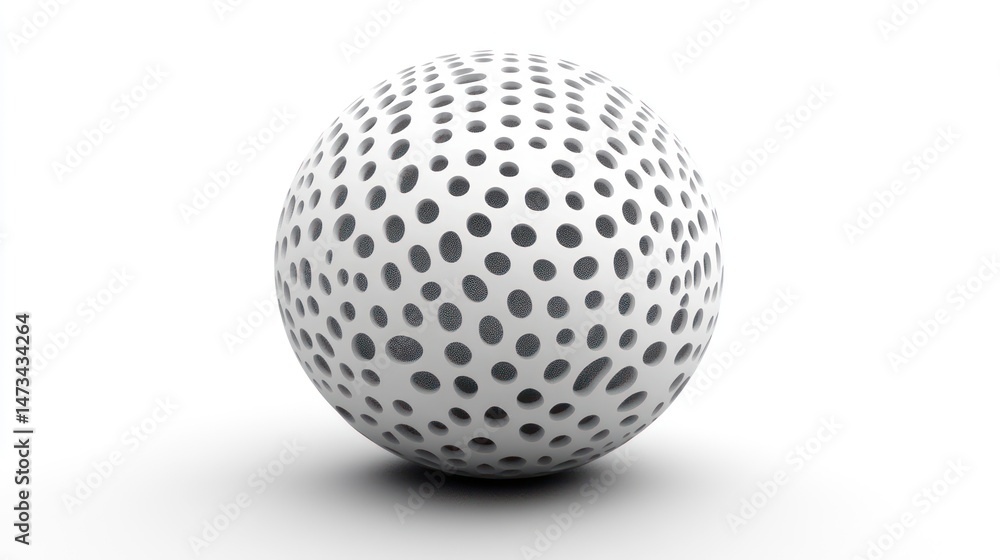 Poster abstract sphere with a textured, perforated surface