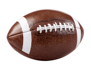 Brown And White American Football With Textured Surface On Transparent Background, PNG